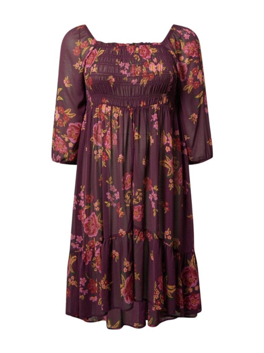 Torrid Size 4 Burgundy Floral Split Front Tunic Top